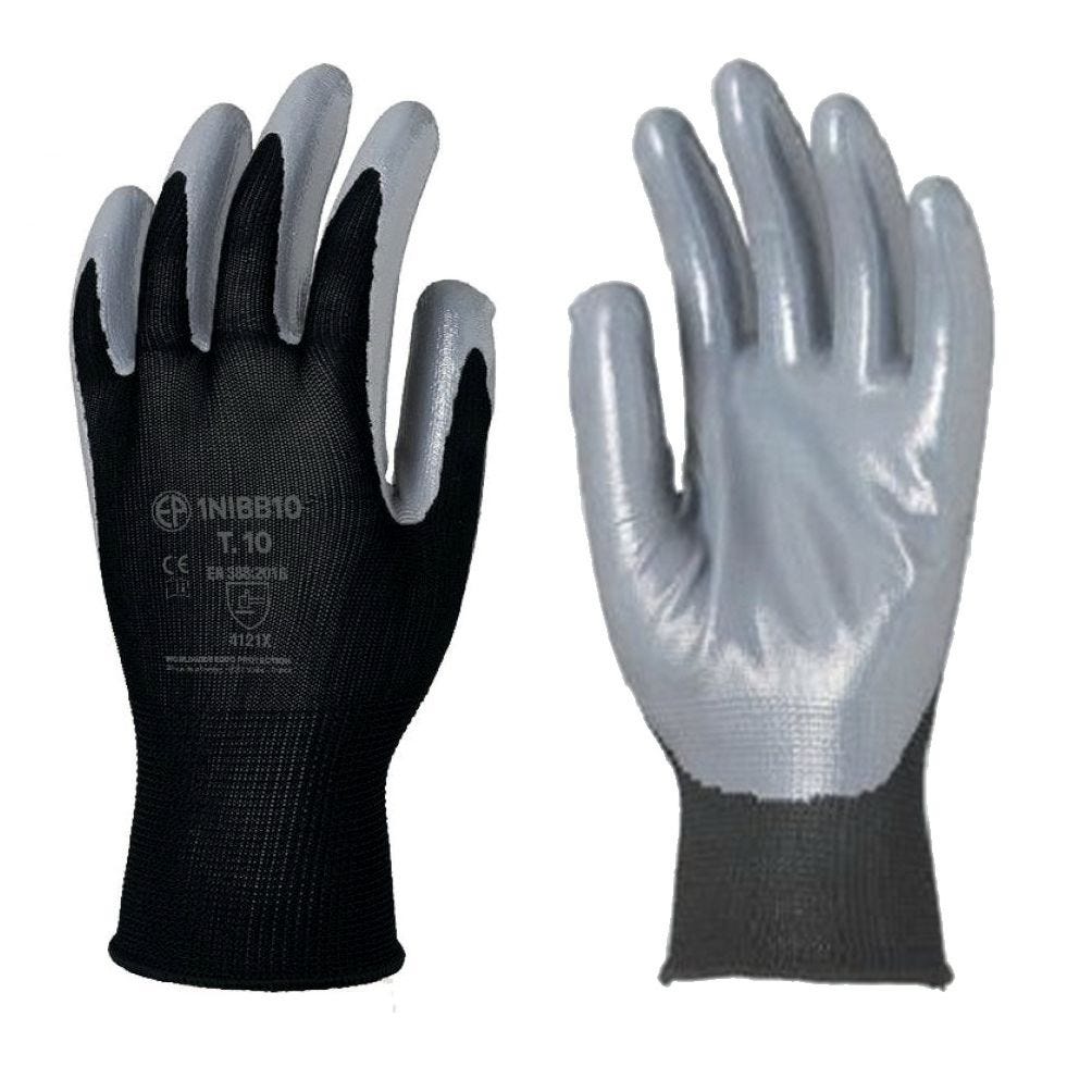 Gant tricoté polyester EUROTECHNIQUE enduit nitrile noir/gris T9 - COVERGUARD - 1NIBB09 0