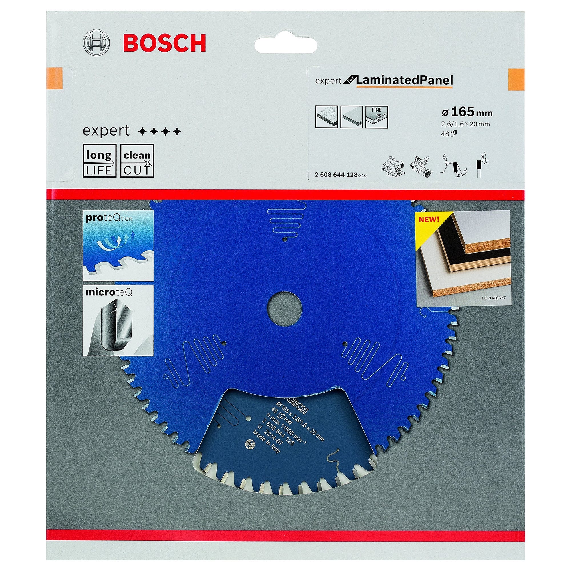 Bosch 2608644128 - Lame de Scie Circulaire Expert pour Laminated Panel, 165 x 20 x 2,6 mm, 48D 3