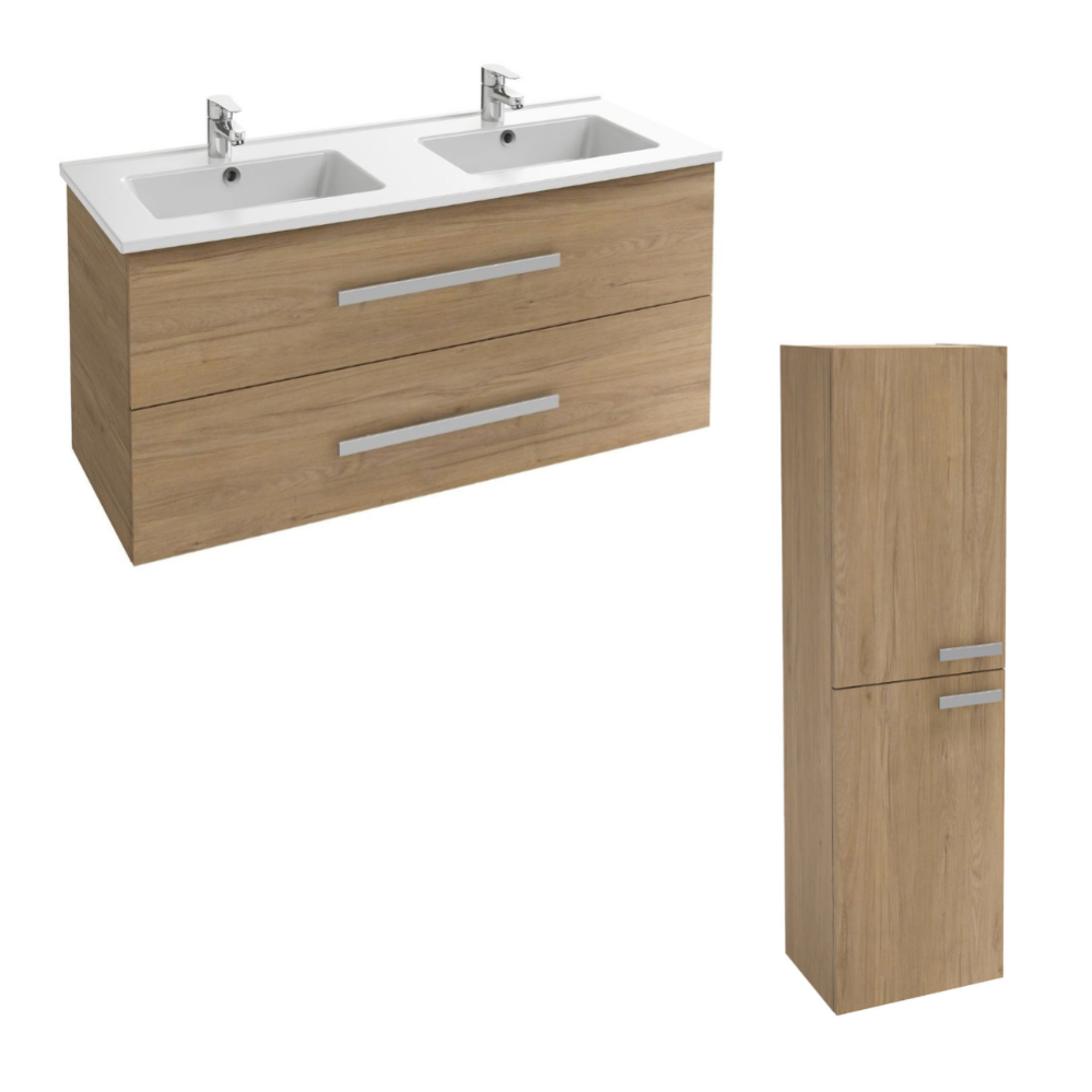 Meuble vasque Ola up + colonne de salle de bain, 2 portes, 118,5 x 46,5 x 55, chene
