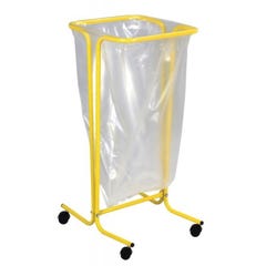 Support tubulaire sur roulettes Tubag pour sacs de 110l acier poudré maintien du sac par tension coloris jaune colza 1