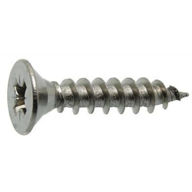 Vis bois aggloméré tête fraisée filetage total pozidriv inox A2 diamètre 6 mm longueur 80 mm boîte de 50 vis