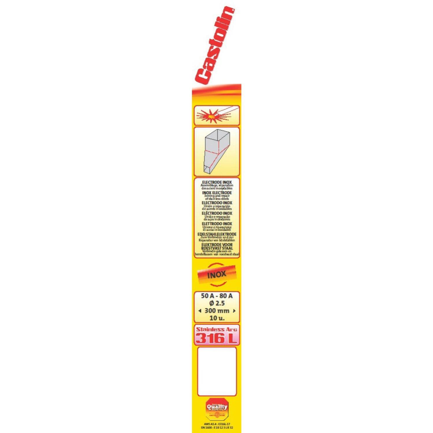 Etui de 10 baguettes acier inoxydables type 316L diamètre 2,5 mm - CASTOLIN - 316L2510