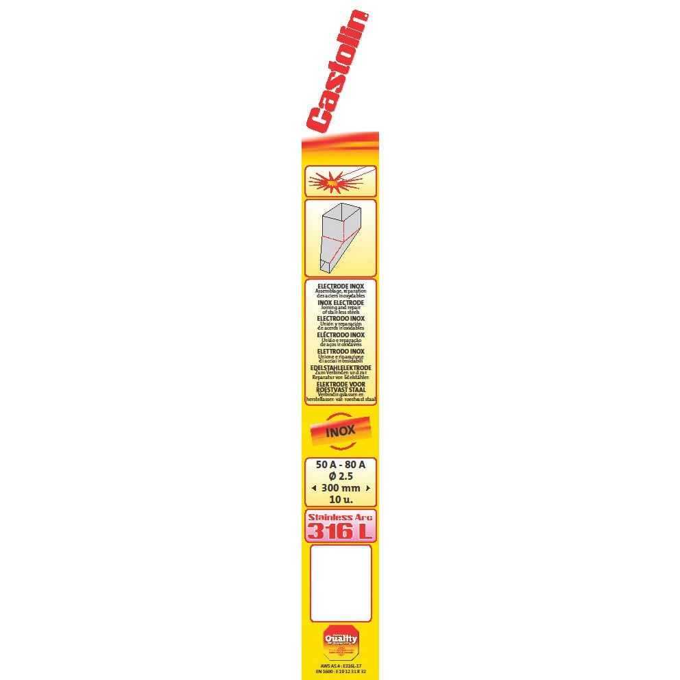 Etui de 10 baguettes acier inoxydables type 316L diamètre 2,5 mm - CASTOLIN - 316L2510
