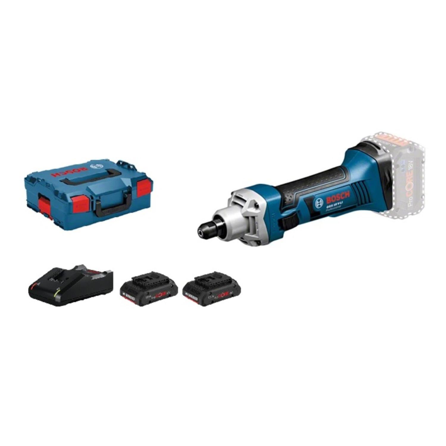 Meuleuse droite 18 V + 2 batteries Procore 4Ah + chargeur + coffret L-Boxx - BOSCH - GGS 18 V-LI Professional
