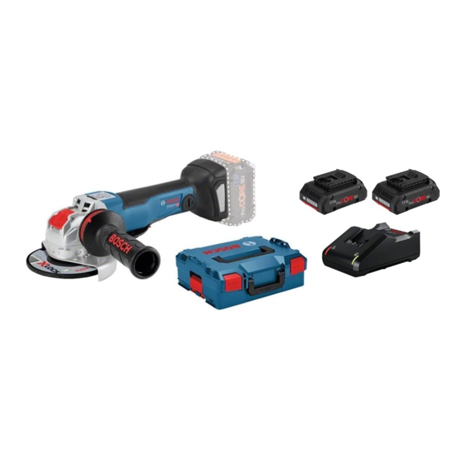 Meuleuse sans-fil + 2 batteries Procore 4Ah + chargeur + coffret L-Boxx - GWX 18V-10 PC Professional