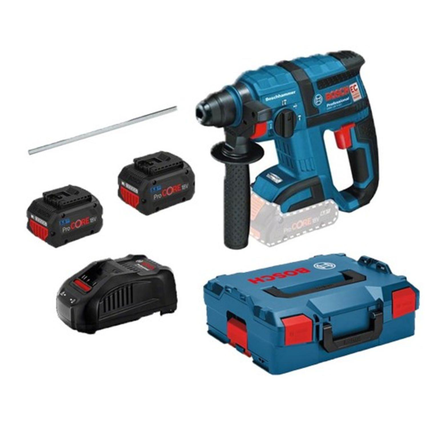Perforateur SDS+ BRUSSLESS GBH18V-EC + 2 batteries Procore 5,5Ah + chargeur + coffret L-BOXX - BOSCH