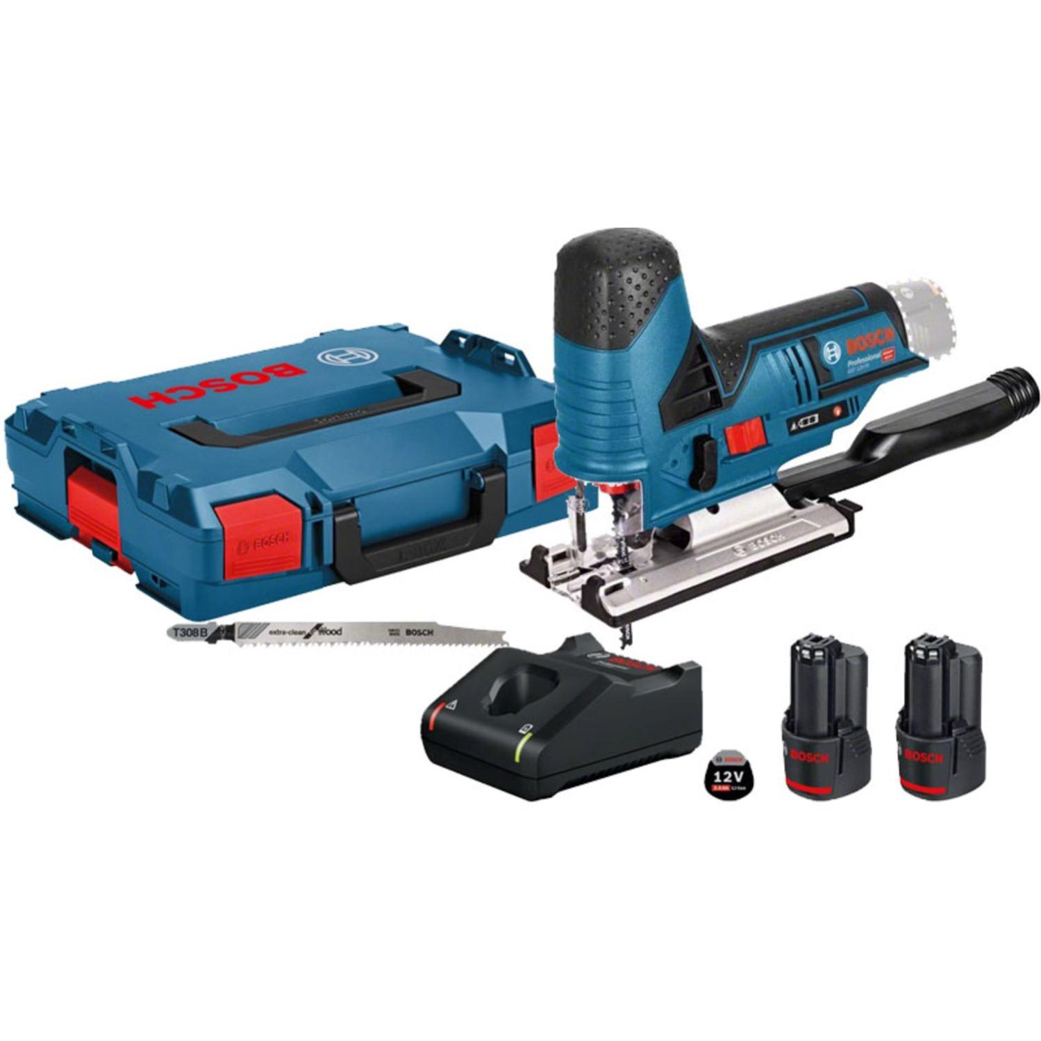 Scie sauteuse 12 V + 2 batteries 3Ah + chargeur + coffret L-Boxx - BOSCH - GST 12V-70