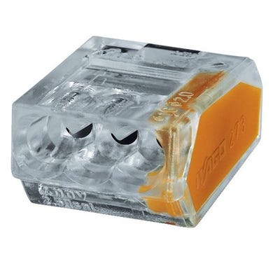 Boîte de 50 bornes de connexion automatiques transparentes 3 fils (2,5 - 6mm²) - WAGO - 773-173 1