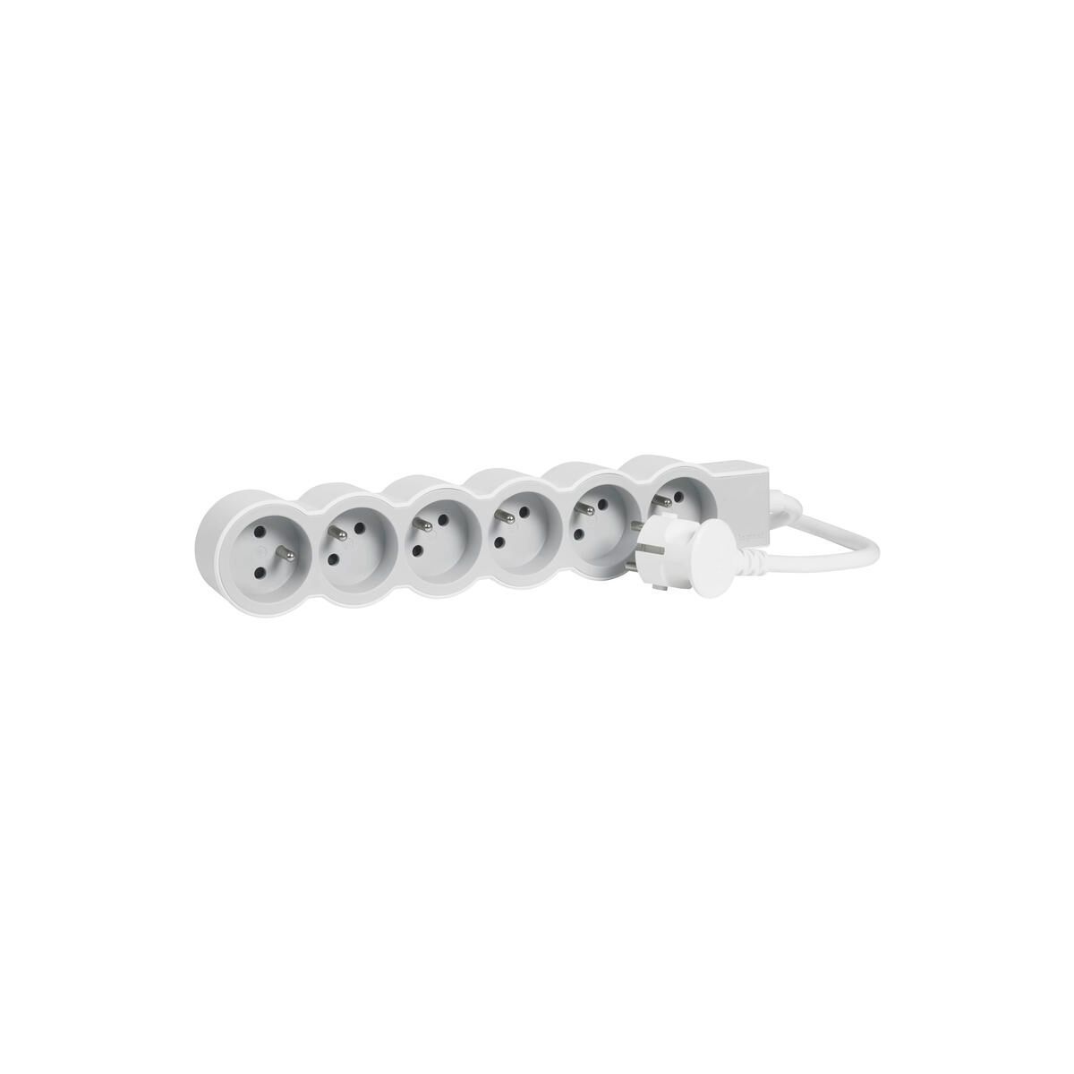 Multiprise LEGRAND FB 6X2P+T STANDARD 1.5M BLANC-GRIS