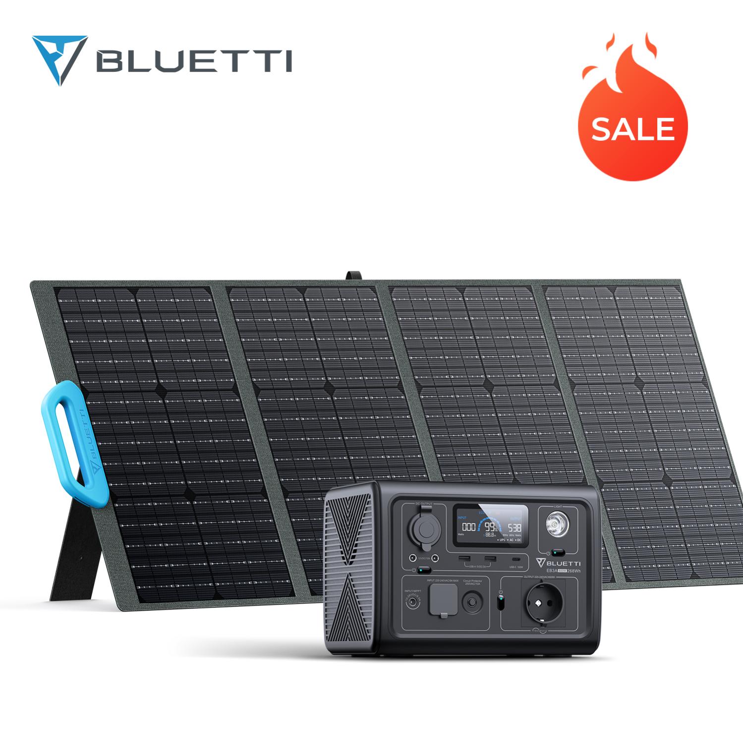 BLUETTI Kit de Générateur solaire portable EB3A 600W 268Wh avec 1pc panneau solaire 120W