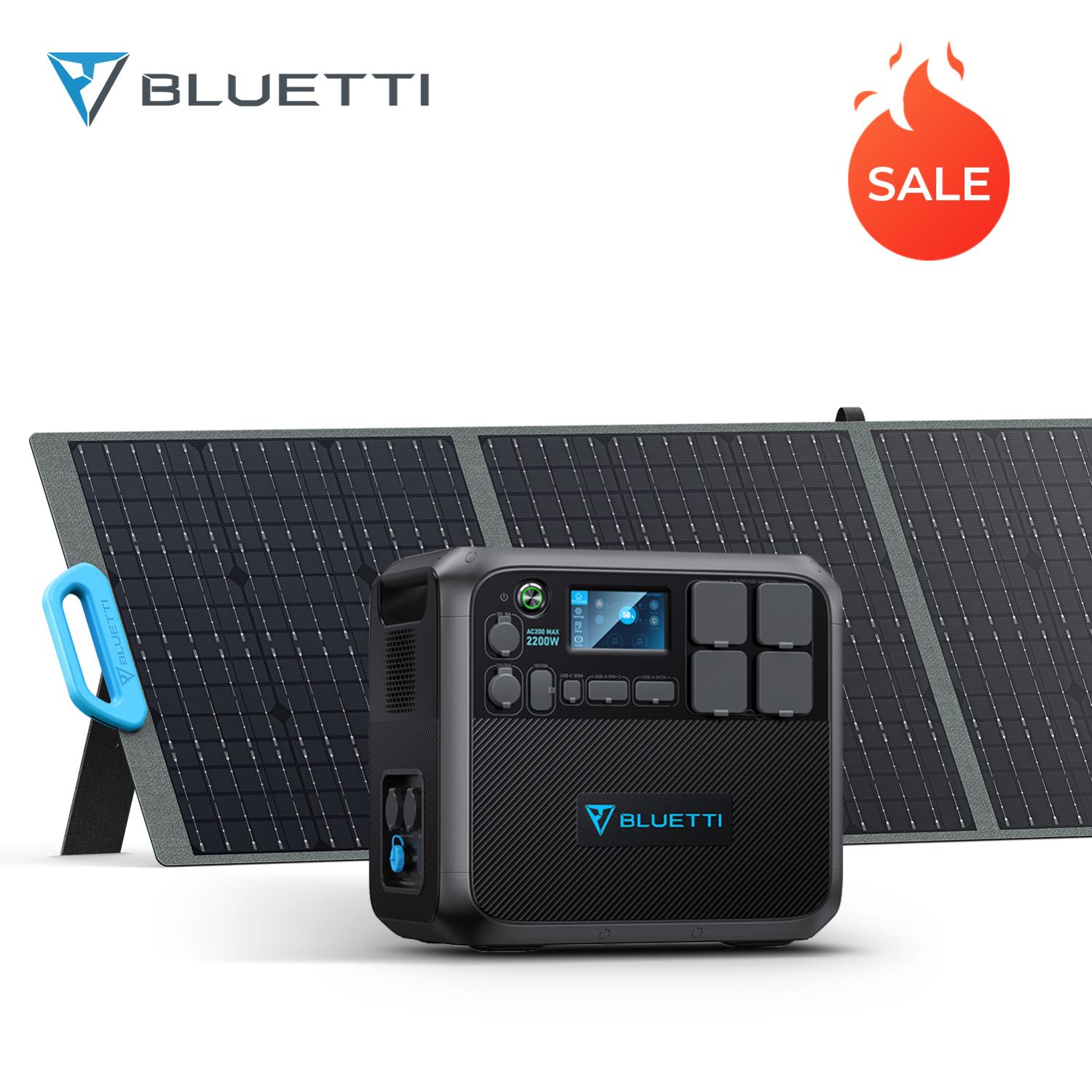 Kit complet de génerateur solaire BLUETTI AC200MAX Station energie 2200W/2048Wh avec 1 pc panneau solaire 200W