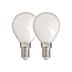 Lot de 2 ampoules Filament LED P45 Opaque, culot E14, 470 Lumens, équivalence 40W, 4000 Kelvins, Blanc neutre 0