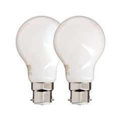 Lot de 2 ampoules Filament LED A60 Opaque, culot B22, 806 Lumens, équivalence 60 W, 2700 Kelvins, Blanc Chaud