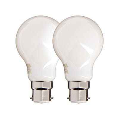 Lot de 2 ampoules Filament LED A60 Opaque, culot B22, 806 Lumens, équivalence 60 W, 2700 Kelvins, Blanc Chaud 0