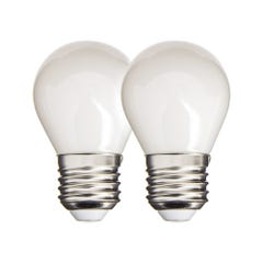Lot de 2 ampoules Filament LED P45 Opaque, culot E27, 470 Lumens, équivalence 40W, 4000 Kelvins, Blanc neutre 0