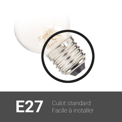 Lot de 2 ampoules Filament LED P45 Opaque, culot E27, 806 Lumens, conso. 9W (eq. 60W), 2700K, Blanc chaud 3
