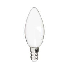 Ampoule Filament LED Flamme Opaque, culot E14,470 Lumens, conso. 4W (eq. 40W), 2700K, Blanc chaud 0