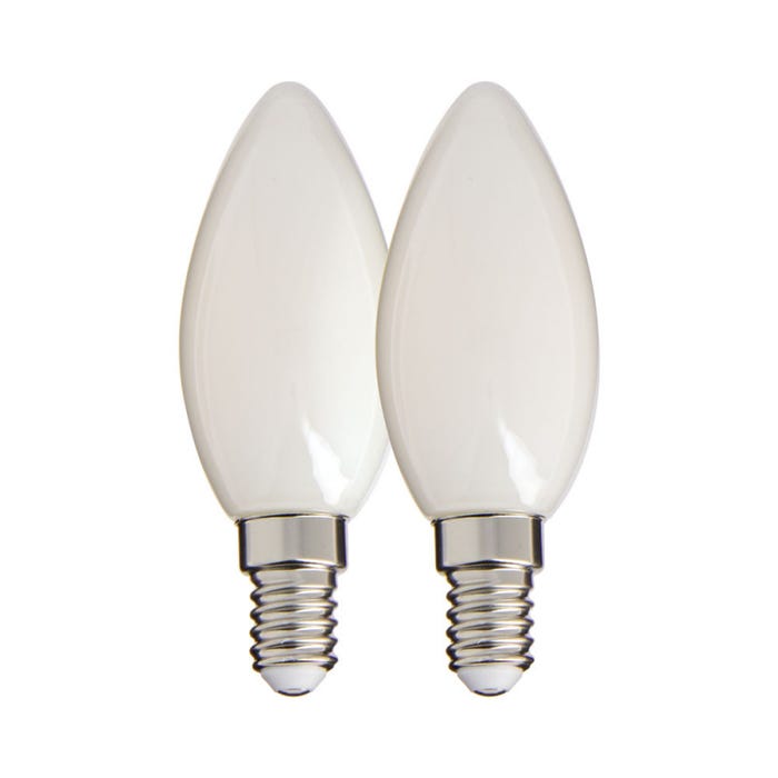 Xanlite - Lot de 2 Ampoules Filament LED Flamme Opaque, culot E14, 470 Lumens, equivalence 40W, 4000 Kelvins, Blanc neutre - PACK2RFV470FOCW 0