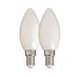 Lot de 2 Ampoules Filament LED Flamme Opaque, culot E14, 470 Lumens, equivalence 40W, 4000 Kelvins, Blanc neutre