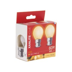 Lot de 2 ampoules Filament LED P45 Opaque, culot B22, 806 Lumens, equivalence 60 W, 2700 Kelvins, Blanc chaud 4