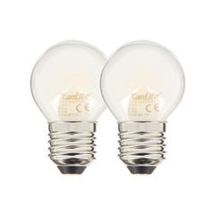 Lot de 2 ampoules Filament LED P45 Opaque, culot E27, 806 Lumens, conso. 9W (eq. 60W), 4000K, Blanc Neutre 0