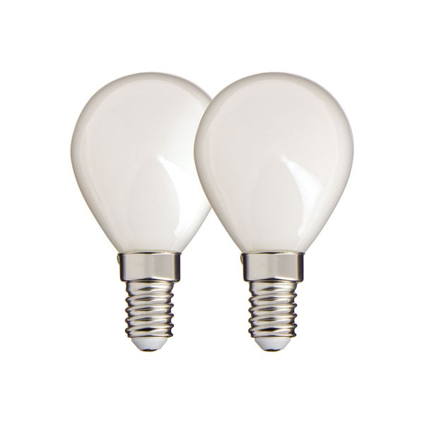 Lot de 2 ampoules Filament LED P45 Opaque, culot E14, 470 Lumens, équivalence 40W, 2700 Kelvins, Blanc chaud 0