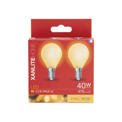 Lot de 2 ampoules Filament LED P45 Opaque, culot E14, 470 Lumens, équivalence 40W, 2700 Kelvins, Blanc chaud 4