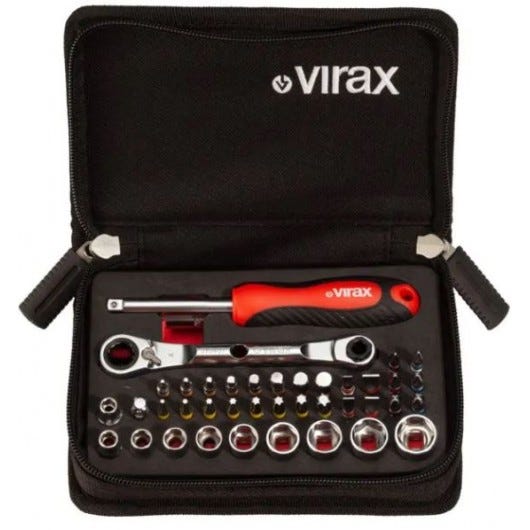 VIRAX - Coffret 41 pièces - Douilles compactes 1/4", embouts 1/4" 0
