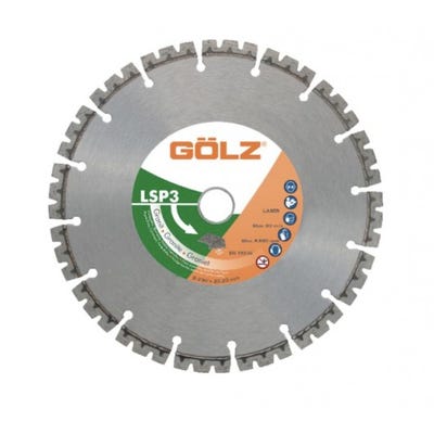 GÖLZ - Disque diamant LSP3, coupe à sec ou à eau - pour découpeuse - ø 300 mm / alésage 20 mm