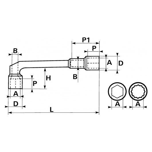 SAM OUTILLAGE - Clés à pipe débouchées polies 6/6 pans en mm - 30 mm 1