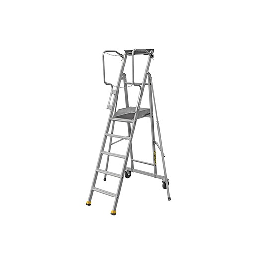 CENTAURE - Plate-forme rayonnage ERM pour accéder en toute sécurité aux rayonnages, rack de stockage et machines - Aluminium - 5 marches