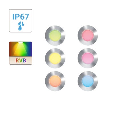 Lot de 6 Spots 12V RVB + Blanc IP67 Inox 304 3