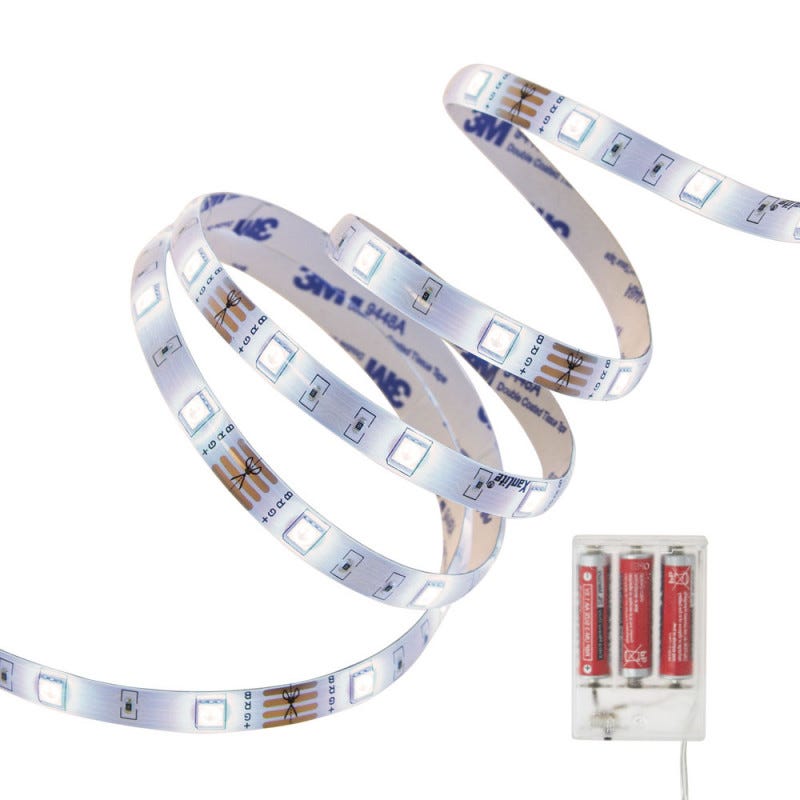 Xanlite - Ruban lumineux LED à piles (incluses) - 1 mètre - Blanc neutre - LSAK1PICW 0