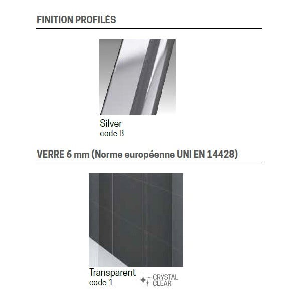 Paroi de douche à l'italienne 137-138,5 x H.195 cm vitrage transparent profilé silver LUNES H Novellini 3