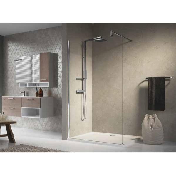 Paroi de douche à l'italienne 137-138,5 x H.195 cm vitrage transparent profilé silver LUNES H Novellini
