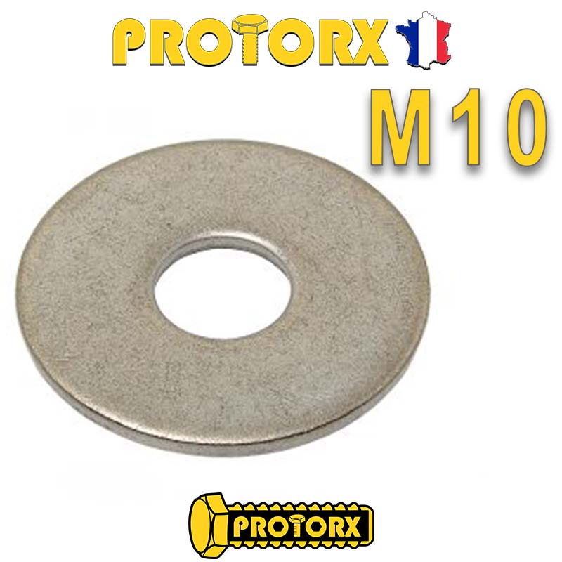 RONDELLE Plate EXTRA LARGE "LL" M10 x 5pcs | Diam. int = 10,5mm x Diam. ext = 36mm | Acier Inox A2 | Usage Exterieur-Intérieur | Norme NFE 25513 0