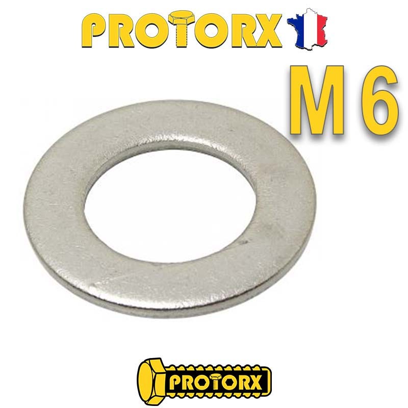 RONDELLE Plate ÉTROITE "Z" M6 x 10pcs | Diam. int = 6,4mm x Diam. ext = 12mm | Acier Inox A2 | Usage Exterieur-Intérieur | Norme NFE 25514 0