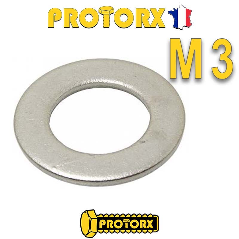 RONDELLE Plate ÉTROITE "Z" M3 x 20pcs | Diam. int = 3,2mm x Diam. ext = 6mm | Acier Inox A2 | Usage Exterieur-Intérieur | Norme NFE 25514 0