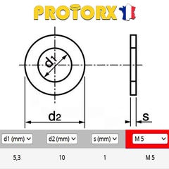 RONDELLE Plate ÉTROITE "Z" M5 x 20pcs | Diam. int = 5,3mm x Diam. ext = 10mm | Acier Inox A2 | Usage Exterieur-Intérieur | Norme NFE 25514 1
