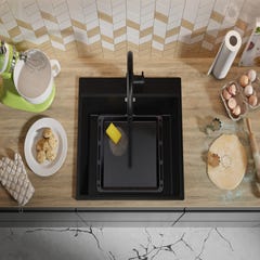 Evier Cuisine en Granit Noir, 58 x 50 cm, Lavabo 1 bac + Kit de Vidage, Évier à Encastrer Oslo 60 Top de Primagran 7