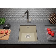 Evier Sous Plan Beige, 36 x 47 cm, Evier en Granit 1 bac + Kit de Vidage, Lavabo Cuisine de Primagran 3
