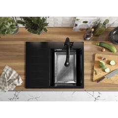 Evier Cuisine en Granit Noir, 62 x 50 cm, Lavabo 1 bac + Kit de Vidage, Évier à Encastrer de Primagran 7
