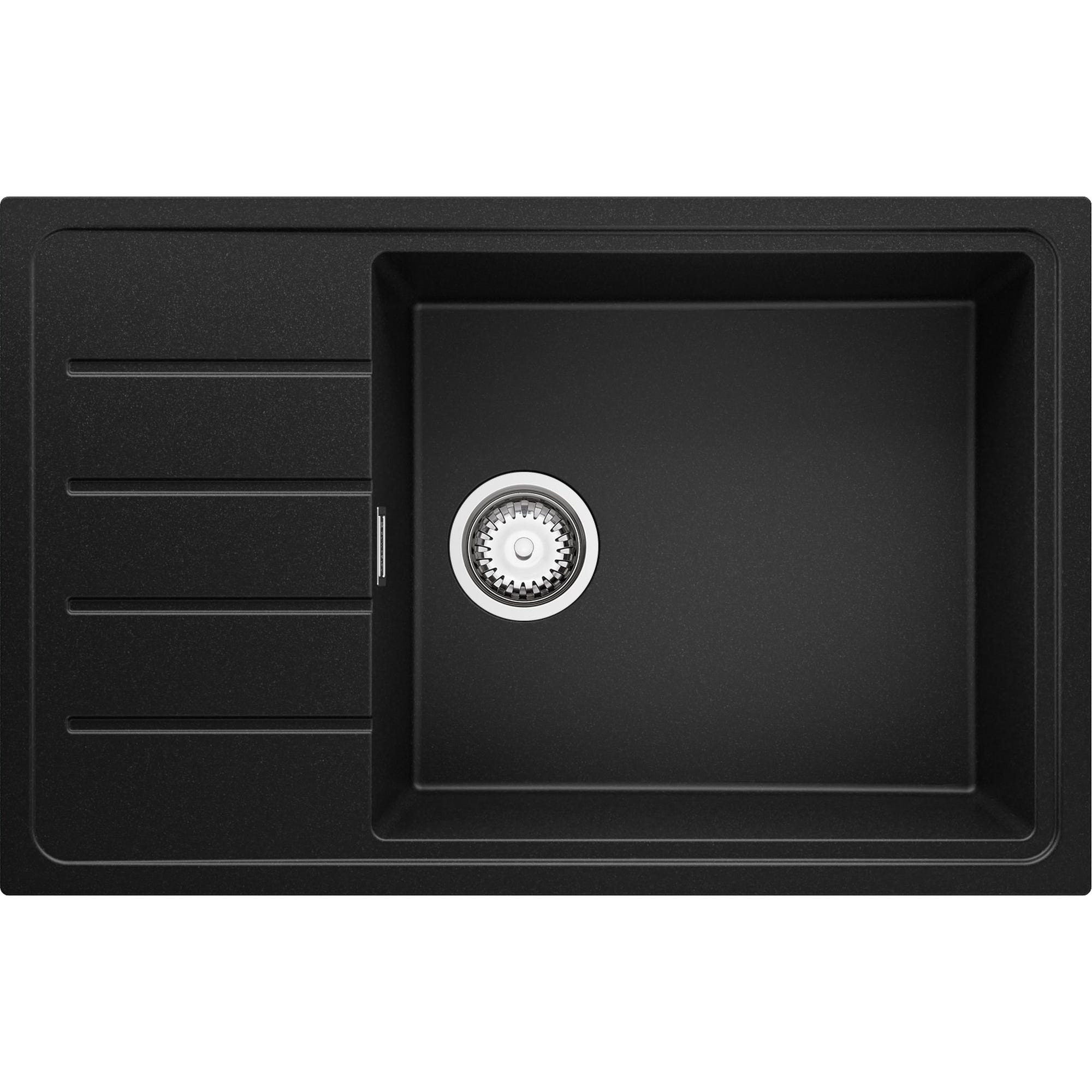 Evier Cuisine en Granit Noir, 78 x 50 cm, Lavabo 1 bac + Kit de Vidage, Évier à Encastrer de Primagran 5