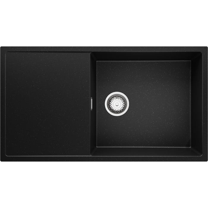 Evier Cuisine en Granit Noir Metallic, 90 x 50 cm, Lavabo 1 bac XL + Kit de Vidage, Évier à Encastrer de Primagran 5