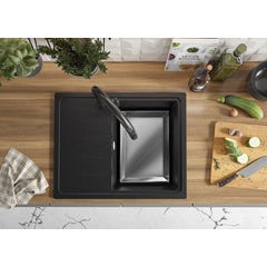 Evier Cuisine en Granit Graphite, 62 x 50 cm, Lavabo 1 bac + Kit de Vidage, Évier à Encastrer Milan 620 de Primagran 3