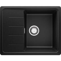 Evier Cuisine en Granit Noir, 62 x 50 cm, Lavabo 1 bac + Kit de Vidage, Évier à Encastrer Copenhague 620 de Primagran 0