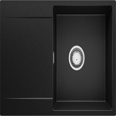 Evier Cuisine en Granit Noir, 70 x 50 cm, Lavabo 1 bac + Siphon Classique,  Évier à Encastrer de Primagran ❘ Bricoman