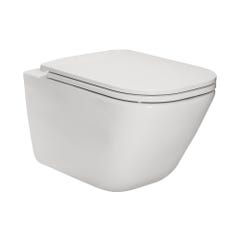 Cuvette WC suspendue ROCA sans bride 34.7 x 54 x 37 cm,blanc, + abattant à fermeture amortie ultraslim