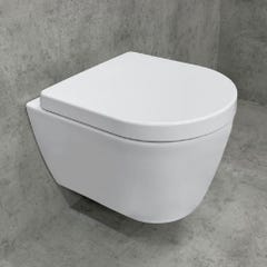 WC en céramique suspendu sans bride, fixation Durafix 37 x 40 x 48 cm blanc,+ abattant blanc 0