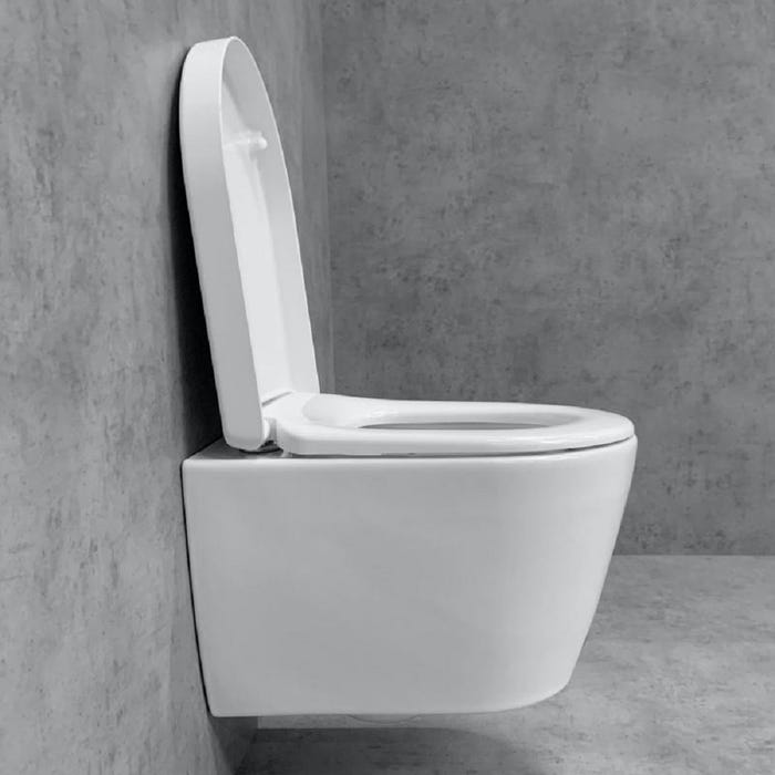 WC en céramique suspendu sans bride, fixation Durafix 37 x 40 x 48 cm blanc,+ abattant blanc 2
